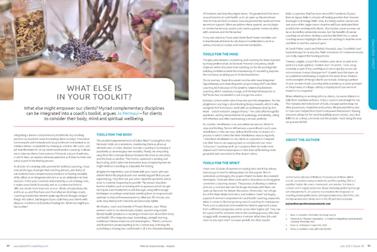 Coaching Perspectives July 2023 coaching perspectives article on complementary therapies