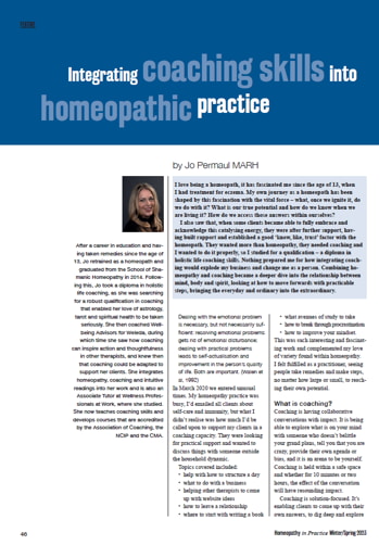 Homeopathy in Practice Featured Article 2023