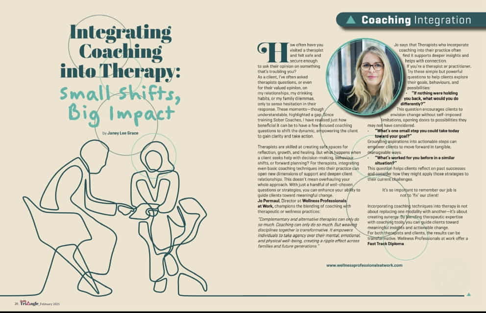 Triangle Magazine Feb 2025 coaching perspectives article on complementary therapies